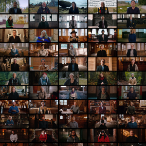 BRITISH COLUMBIA: AN UNTOLD HISTORY - NATURE + CO-EXISTENCE A bunch of people within small squares, taking up one larger image.